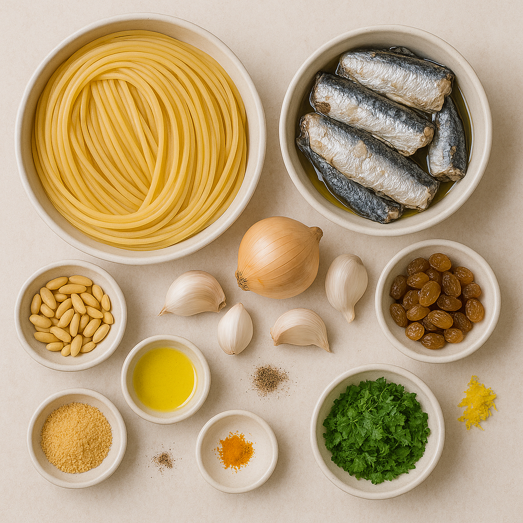 Pâtes aux sardines et safran