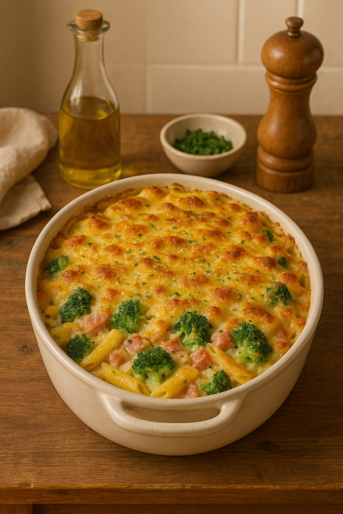 Gratin de pâtes au jambon