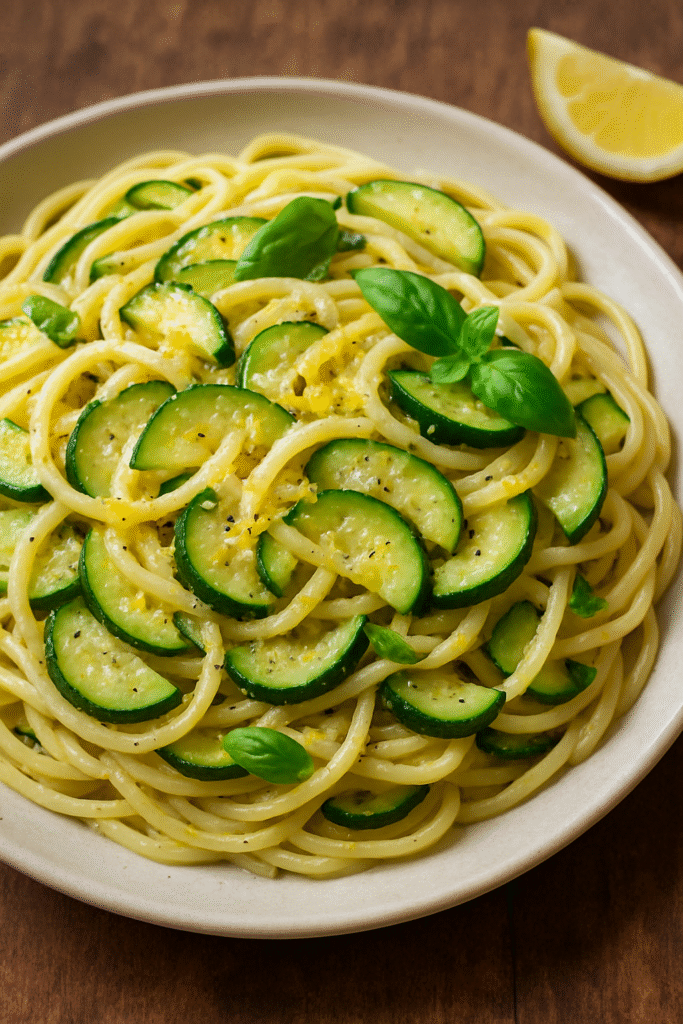 Pâtes aux courgettes et citron